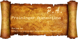 Preininger Augusztina névjegykártya